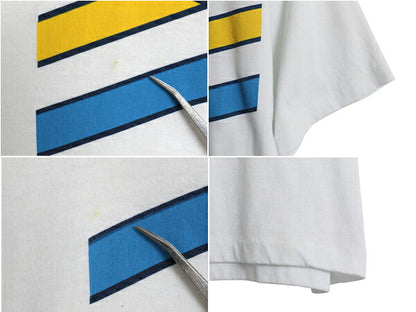 80s USA製 アディダス トレフォイル ロゴ プリント Tシャツ メンズ XL 小さめ L / ヴィンテージ グラフィック 3ライン シングルステッチ 白