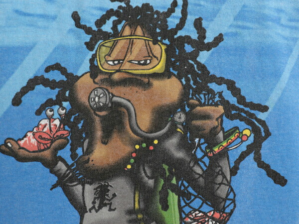 90s Soul Man ラスタ イラスト プリント Tシャツ メンズ L / 古着 オールド アート レゲエ ジャマイカ キャラクター シングルステッチ 両面