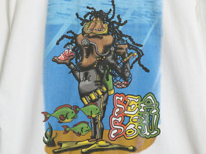 90s Soul Man ラスタ イラスト プリント Tシャツ メンズ L / 古着 オールド アート レゲエ ジャマイカ キャラクター シングルステッチ 両面