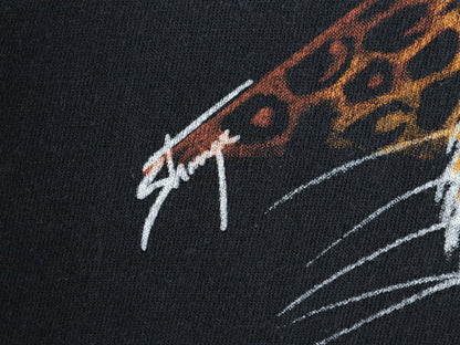 90s ヒョウ アート イラスト プリント Tシャツ メンズ レディース L オールド アニマル シングルステッチ ヘビーウェイト グラフィック 黒
