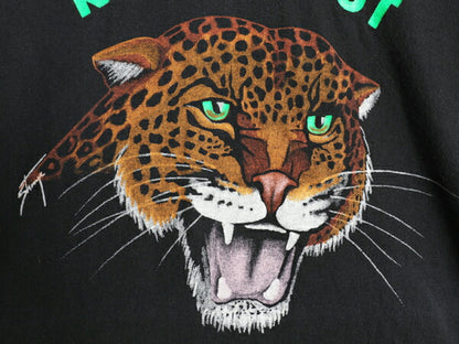90s ヒョウ アート イラスト プリント Tシャツ メンズ レディース L オールド アニマル シングルステッチ ヘビーウェイト グラフィック 黒