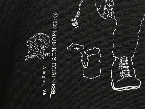 80s USA製 企業物 ジョーク キャラクター イラスト プリント Tシャツ メンズ XL 古着 ヴィンテージ シングルステッチ 旧車 黒 大きいサイズ