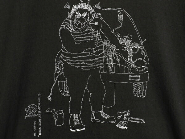80s USA製 企業物 ジョーク キャラクター イラスト プリント Tシャツ メンズ XL 古着 ヴィンテージ シングルステッチ 旧車 黒 大きいサイズ