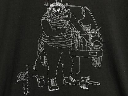 80s USA製 企業物 ジョーク キャラクター イラスト プリント Tシャツ メンズ XL 古着 ヴィンテージ シングルステッチ 旧車 黒 大きいサイズ
