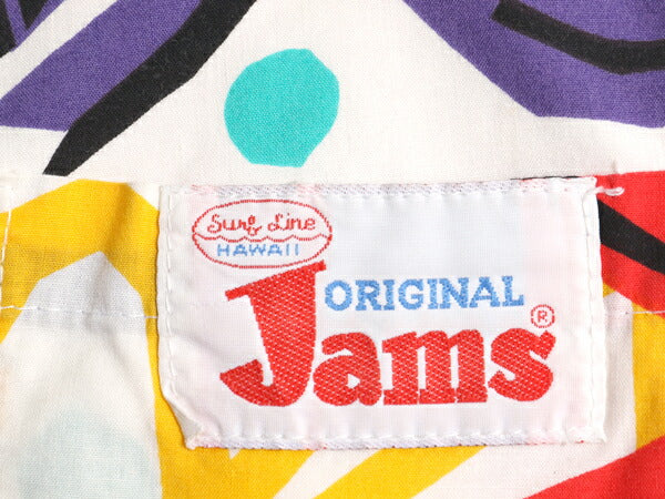 80s USA製 ジャムズ 総柄 コットン ショートパンツ メンズ L / ヴィンテージ ショーツ 短パン 海パン 水陸両用 スイム サーフ マルチカラー