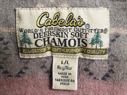 カベラス ネイティブ 総柄 シャモア クロス 3点留め ボタンダウン 長袖 シャツ メンズ L アウトドア Cabelas ネルシャツ ヘビー フランネル