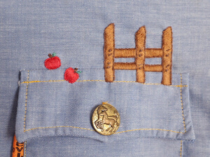 1点物 70s リーバイス ハンドメイド 刺繍 長袖 シャンブレー シャツ メンズ XS レディース S 古着 70年代 ヴィンテージ Levis  長袖シャツ