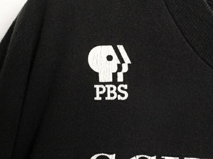 90s USA製 テレビ 企業 ロゴ プリント 半袖 Tシャツ メンズ XL 90年代 オールド 企業物 当時物 ヘビーウェイト シングルステッチ ブラック