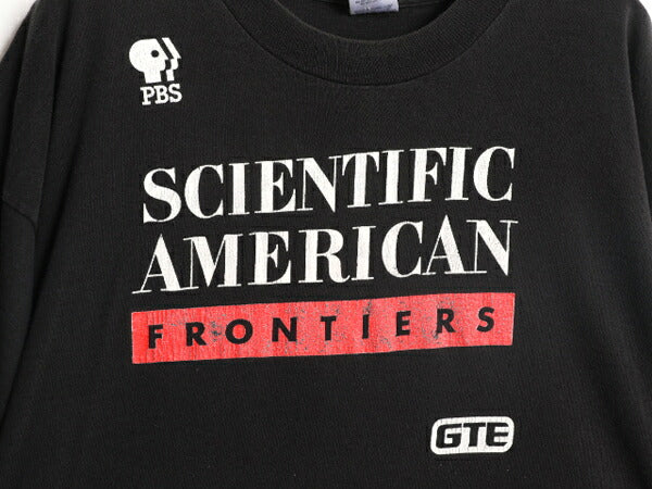 90s USA製 テレビ 企業 ロゴ プリント 半袖 Tシャツ メンズ XL 90年代 オールド 企業物 当時物 ヘビーウェイト シングルステッチ ブラック