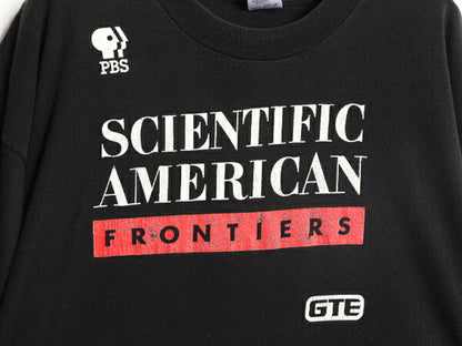 90s USA製 テレビ 企業 ロゴ プリント 半袖 Tシャツ メンズ XL 90年代 オールド 企業物 当時物 ヘビーウェイト シングルステッチ ブラック