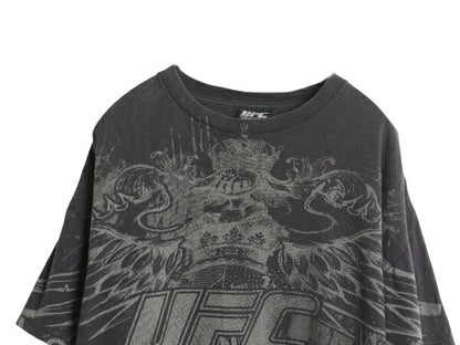 00s UFC グラフィック オーバー プリント Tシャツ メンズ XL 古着 オールド オフィシャル イラスト 総合格闘技 MMA 大きいサイズ 黒 当時物