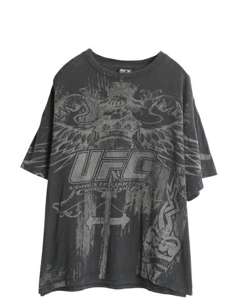 00s UFC グラフィック オーバー プリント Tシャツ メンズ XL 古着 オールド オフィシャル イラスト 総合格闘技 MMA 大きいサイズ 黒 当時物