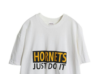 80s USA製 メッセージ パロディ プリント Tシャツ メンズ L 古着 ヴィンテージ シングルステッチ ヘビーウェイト バスケ NBA ホーネッツ 白