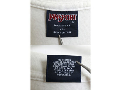 90s USA製 ジャンスポーツ アート イラスト プリント Tシャツ メンズ L オールド メッセージ グラフィック シングルステッチ アウトドア 白