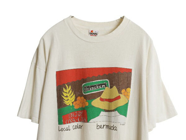 90s USA製 アート イラスト プリント Tシャツ メンズ XL 古着 オールド グラフィック シングルステッチ ビール コーラ 企業物 大きいサイズ