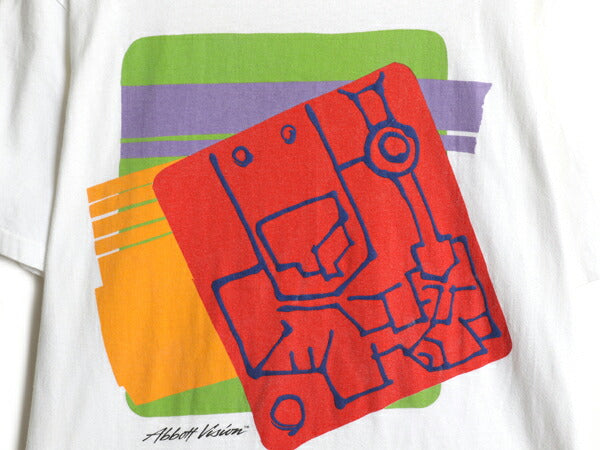 80s USA製 企業物 アート イラスト プリント Tシャツ メンズ XL / ヴィンテージ シングルステッチ ヘビーウェイト 大きいサイズ 当時物 白