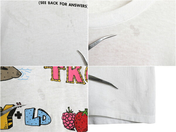 80s USA製 企業物 アート イラスト プリント Tシャツ XL 小さめ メンズ L 程 古着 ヴィンテージ グラフィック シングルステッチ 当時物 白