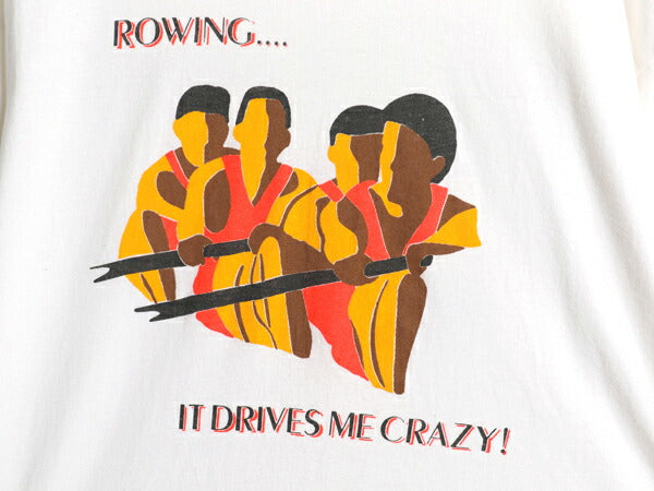 80s USA製 メッセージ イラスト プリント Tシャツ メンズ XL / 古着 ヴィンテージ グラフィック シングルステッチ 大きいサイズ ボート 白