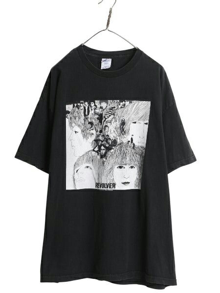 00s ビートルズ イラスト プリント Tシャツ メンズ 2XL 古着 オールド オフィシャル バンド ロック REVOLVER グラフィック 大きいサイズ 黒
