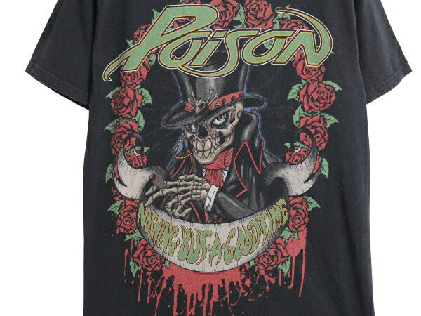 ポイズン イラスト プリント Tシャツ メンズ S / 2010年 オフィシャル スカル ローズ グラフィック アート バンド ロック メタル ブラック
