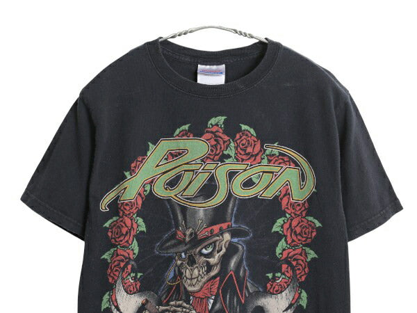 ポイズン イラスト プリント Tシャツ メンズ S / 2010年 オフィシャル スカル ローズ グラフィック アート バンド ロック メタル ブラック