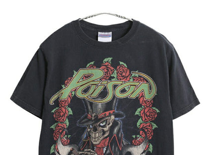 ポイズン イラスト プリント Tシャツ メンズ S / 2010年 オフィシャル スカル ローズ グラフィック アート バンド ロック メタル ブラック