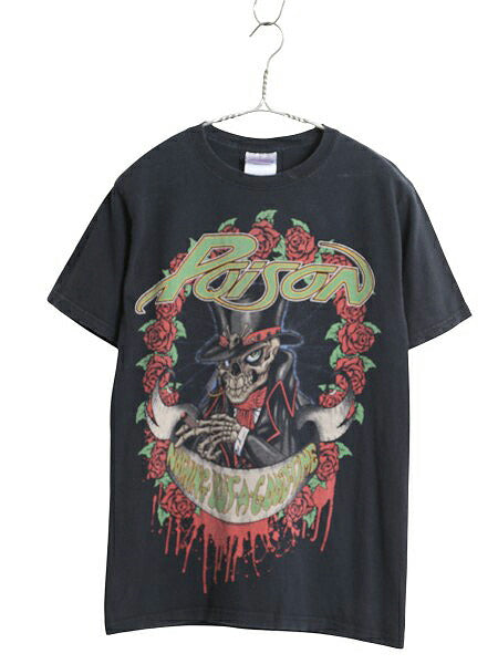 ポイズン イラスト プリント Tシャツ メンズ S / 2010年 オフィシャル スカル ローズ グラフィック アート バンド ロック メタル ブラック