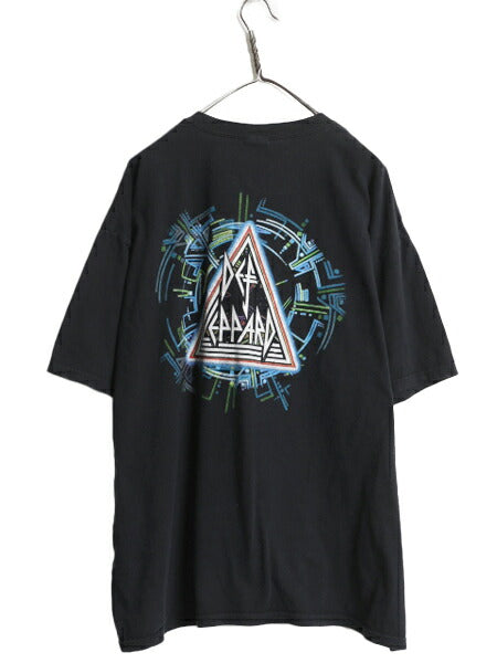 デフレパード イラスト プリント Tシャツ メンズ 2XL 黒 バンド ロック グラフィック アート ヘビーウェイト 大きいサイズ 黒 アンビル