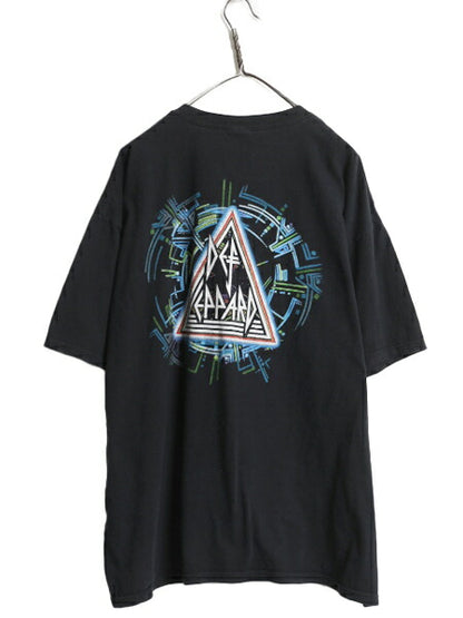 デフレパード イラスト プリント Tシャツ メンズ 2XL 黒 バンド ロック グラフィック アート ヘビーウェイト 大きいサイズ 黒 アンビル