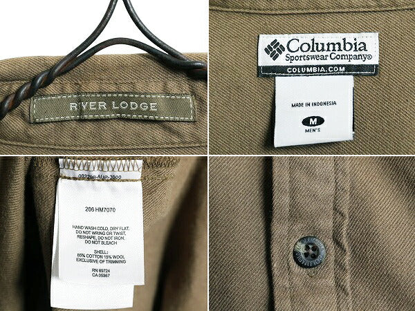 00s コロンビア ボタンダウン ハンティング シャツ メンズ M オールド Columbia RiverLodge 肩 キルティング 補強 アウトドア フィッシング