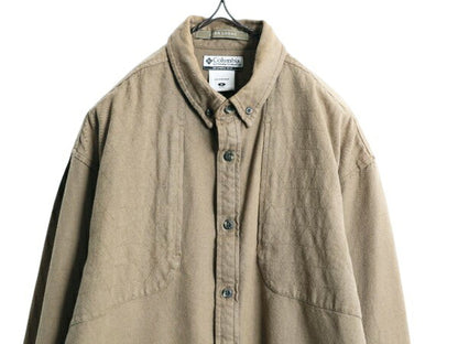 00s コロンビア ボタンダウン ハンティング シャツ メンズ M オールド Columbia RiverLodge 肩 キルティング 補強 アウトドア フィッシング