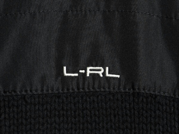 ラルフローレン 中綿 キルティング ナイロン 切替 ニット ジャケット レディース L ポロ ノルディック ジャンパー セーター フルジップ 黒
