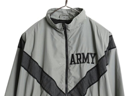 米軍実物 US ARMY ナイロン トレーニング ジャケット メンズ M 程/ 古着 軍物 IPFU ミリタリー ブルゾン ジャンパー フルジップ ツートン