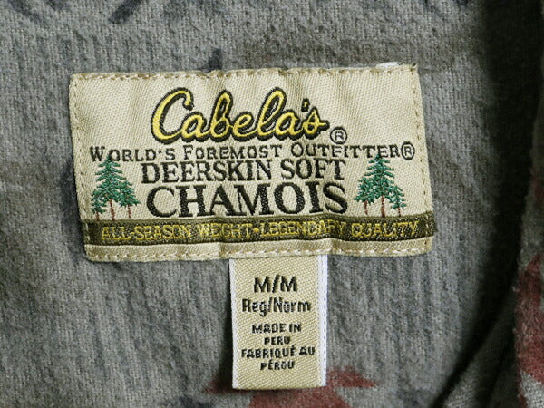 カベラス ネイティブ 総柄 シャモア クロス 3点留め ボタンダウン 長袖 シャツ メンズ M 古着 Cabelas ネルシャツ ハンティング フランネル
