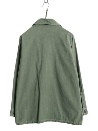 70s 米軍実物 US ARMY コットン サテン ユーティリティ シャツ メンズ M 古着 ヴィンテージ ミリタリー OG107 シャツ袖 4th 軍物 アーミー