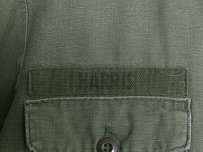 70s 米軍実物 US ARMY コットン サテン ユーティリティ シャツ メンズ M 古着 ヴィンテージ ミリタリー OG107 シャツ袖 4th 軍物 アーミー