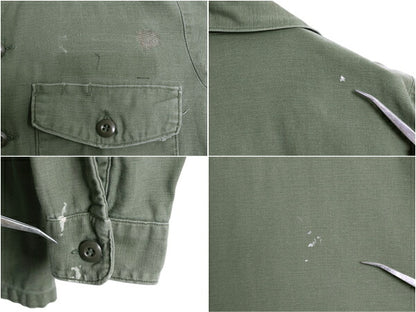 70s 米軍実物 US ARMY コットン サテン ユーティリティ シャツ メンズ M 古着 ヴィンテージ ミリタリー OG107 シャツ袖 4th 軍物 アーミー