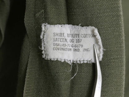 70s 米軍実物 USAF コットン サテン ユーティリティ シャツ メンズ M 程 72年製 ヴィンテージ ミリタリー エアフォース OG107 シャツ袖 2nd