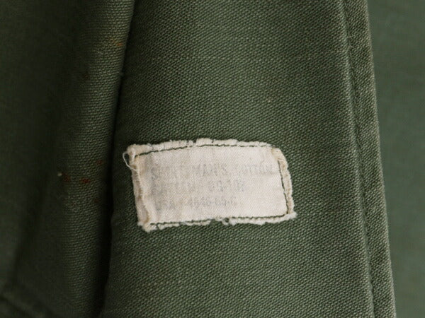 60s 米軍実物 US ARMY コットン サテン ユーティリティ シャツ メンズ S 程 / 65年製 ヴィンテージ ミリタリー 筒袖 3rd OG107 フルパッチ