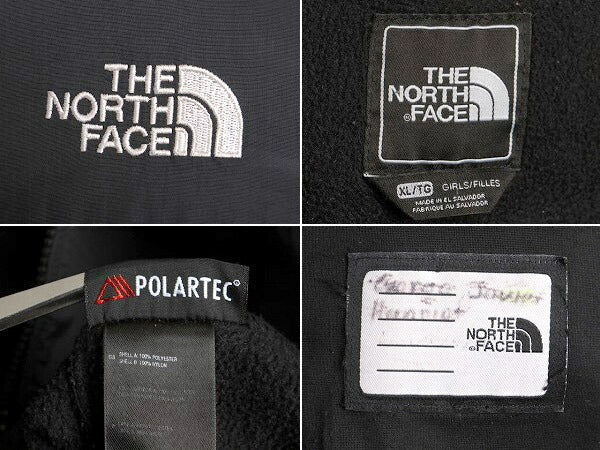 ガールズ XL レディース M 程■ ノースフェイス フルジップ フリース ナイロン 切替 デナリ ジャケット 古着 The North Face DENALI 黒 x黒