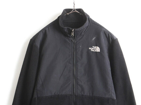 ガールズ XL レディース M 程■ ノースフェイス フルジップ フリース ナイロン 切替 デナリ ジャケット 古着 The North Face DENALI 黒 x黒