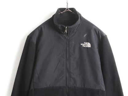 ガールズ XL レディース M 程■ ノースフェイス フルジップ フリース ナイロン 切替 デナリ ジャケット 古着 The North Face DENALI 黒 x黒