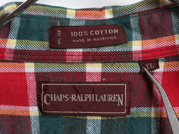70s チャップス ラルフローレン チェック ボタンダウン フランネル シャツ メンズ XL / ヴィンテージ CHAPS ポロ ネルシャツ 長袖シャツ
