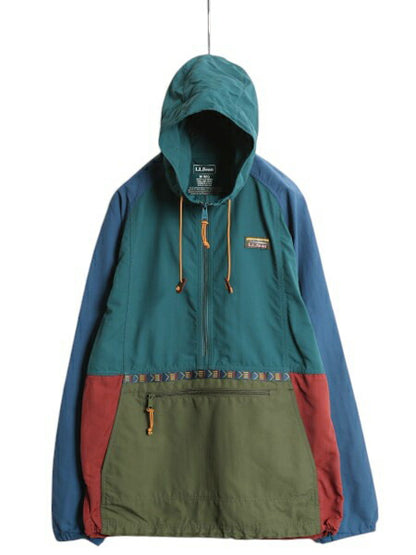 エルエルビーン ナイロン アノラック パーカー ジャケット メンズ M 古着 LLBEAN ジャンパー プルオーバー ハーフジップ マンパ パッカブル