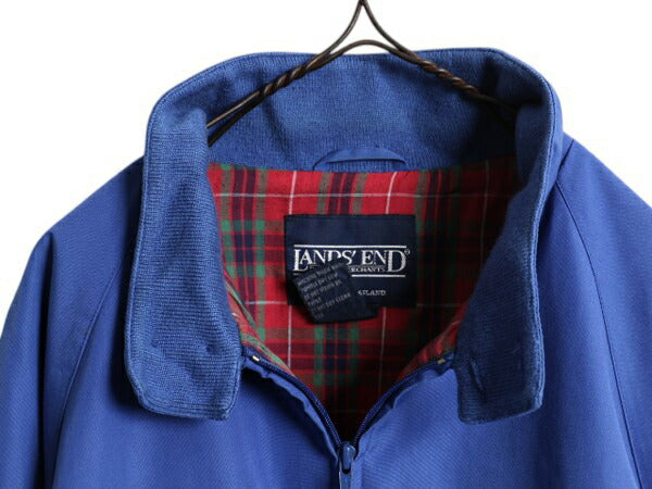 90s ランズエンド スイングトップ ジャケット メンズ L 90年代 オールド LANDS END フルジップ ブルゾン ハリントン G-9 チェック ライナー