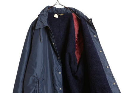 60s 70s ランタグ チャンピオン ナイロン コーチ ジャケット メンズ L / Champion ヴィンテージ パイル フリース ライナー付き ブルゾン 紺