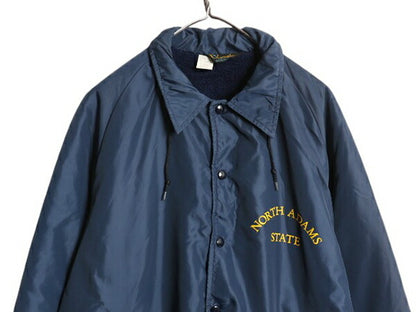 60s 70s ランタグ チャンピオン ナイロン コーチ ジャケット メンズ L / Champion ヴィンテージ パイル フリース ライナー付き ブルゾン 紺