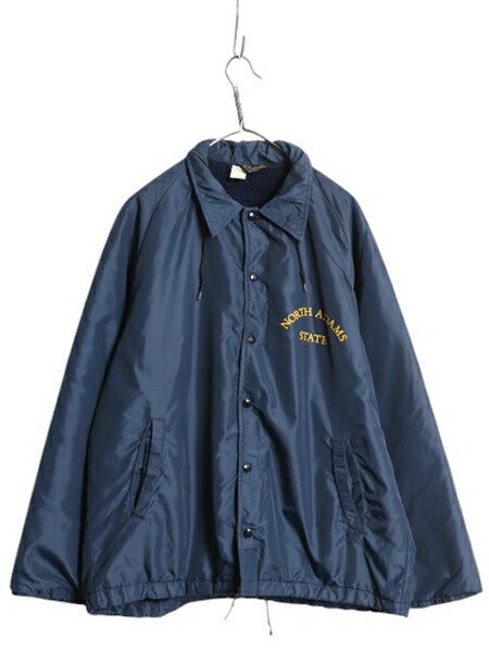 60s 70s ランタグ チャンピオン ナイロン コーチ ジャケット メンズ L / Champion ヴィンテージ パイル フリース ライナー付き ブルゾン 紺
