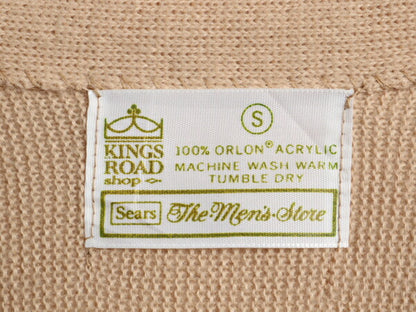 70s Sears Kings Road アクリル ニット カーディガン メンズ レディース S 70年代 ヴィンテージ シアーズ セーター 前開き 羽織り ベージュ