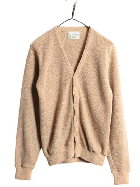 70s Sears Kings Road アクリル ニット カーディガン メンズ レディース S 70年代 ヴィンテージ シアーズ セーター 前開き 羽織り ベージュ